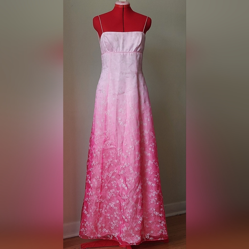 90s Floral Backless Prom Dress